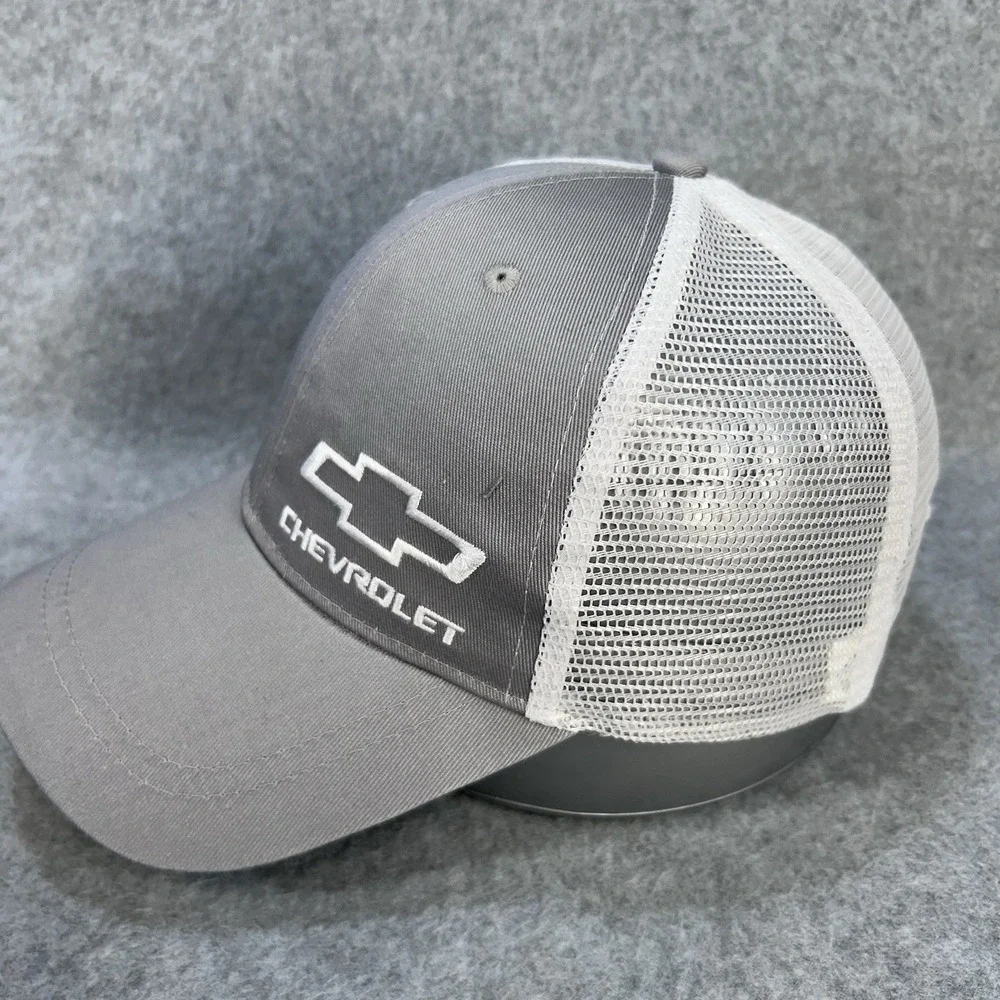 Chevrolet Trucker Hat Snapback Gray White Mesh Back Cap